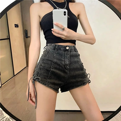 Korean Style Sexy Tight Women's Denim Shorts Designer New In Streetwear Design Y2k Harajuku Low Price Female Short Jeans Pants