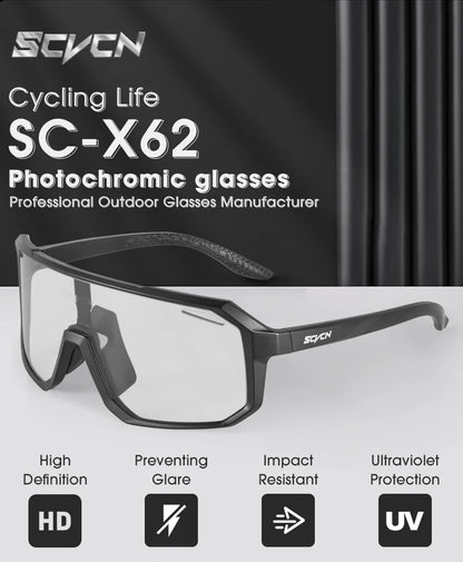 SCVCN Outdoor Photochromic Cycling Glasses Bike Sunglasses Men UV400 Eyewear Sports MTB Goggles Bicycle Riding Women Hiking New