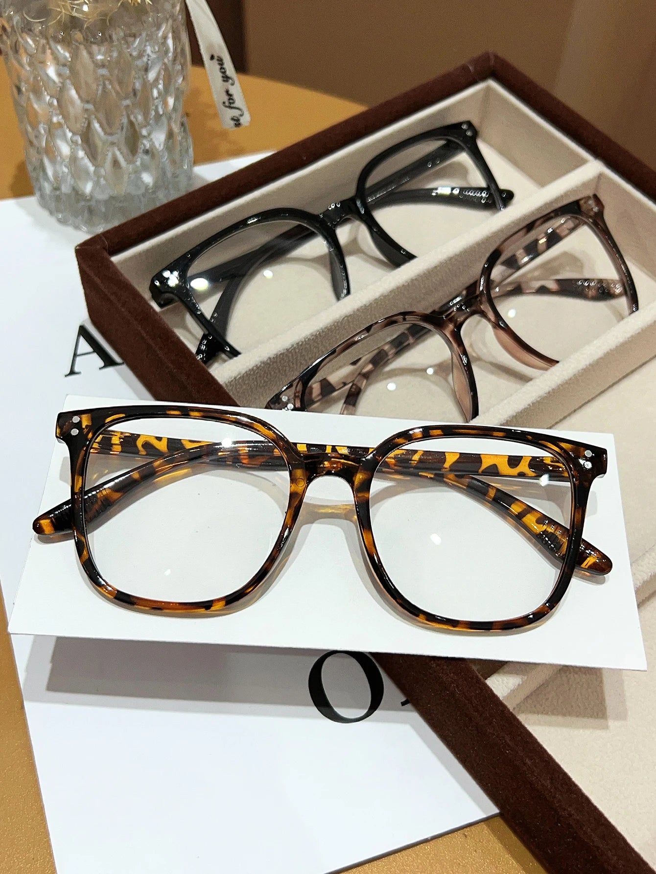 1Pc/3Pcs/4Pcs/6Pcs European and American Classic Popular Square Frame Glasses Set Men's and Women's Fashion Glasses Badiee Stylez