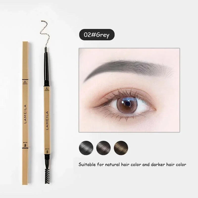 Double Head Eyebrow Pencil with Brush Waterproof Smooth 5 Colors Eye Brow Pen Tint Mascara Enhance Cosmetics Beauty Women Makeup 02 Grey