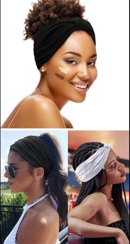 Wide -Side Elastic Band Woman Yoga Hairbands Solid Color sports Hair Band tie Bandanas Fashion Headband Headwear Turbans