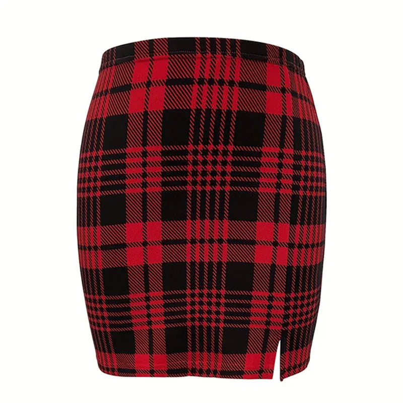 Plaid Skirt Sexy Micro Skirt Offiece Lady Red Green Elegant Pencil Mini Skirts Streetwear High Waist Lady Short Skirt for Women PH2306031