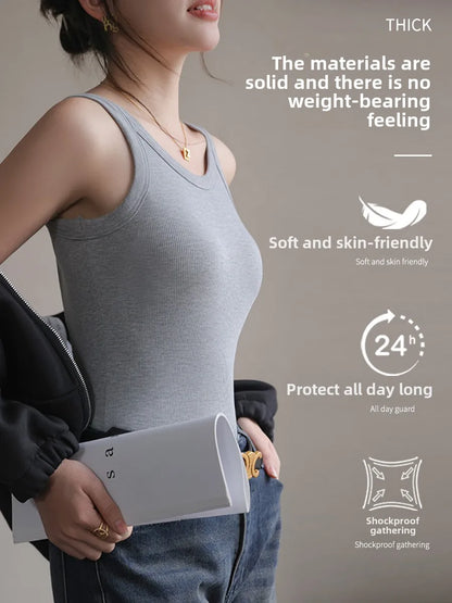 2025 Summer Women Strappy Tank Top Built-in Bra Seamless Wirefree Push Up Y2K Fashion Tube Top Innerwear Outerwear Hot Selling