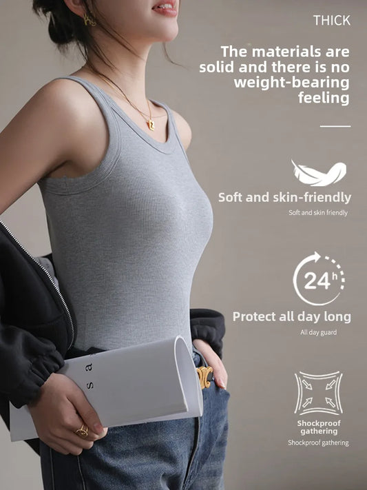 2025 Summer Women Strappy Tank Top Built-in Bra Seamless Wirefree Push Up Y2K Fashion Tube Top Innerwear Outerwear Hot Selling