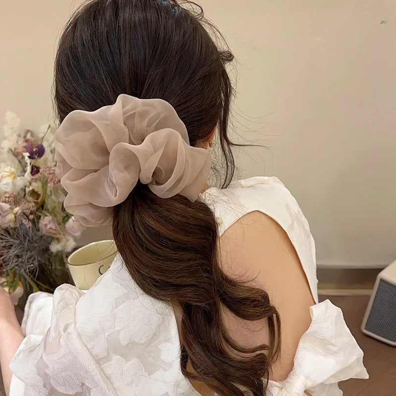 Large Mesh Hair Rope for Women Simple and Fashiona Does Not Hurt The Hair Hair Rope Cute Girl High Ponytail Scrunchie
