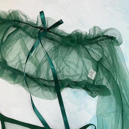 Sexy Lingerie Woman Erotic Pajamas Lace Lingerie Sex Clothes Babydoll Erotic Transparent Porn Blue Sexy Tops Thong Set Lingerie