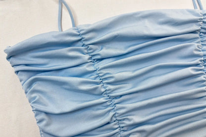 Fairyshely Sexy Female Summer Tied Strap Top 2025 Women Lace Sleeveless Bodycon Short Vest Lady Blue Off Shoulder Clud Crop Tops