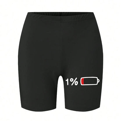 Trend Women Sports Shorts Simple White Line Letter Graphic Print Tight Shorts High Elastic Comfortable Soft Thin Female Clothes