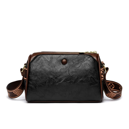 Three Layers Women Handbag Soft Leather Shoulder Crossbody Bags for Women Flower Print Ladies Messenger Bag with WIde Strap