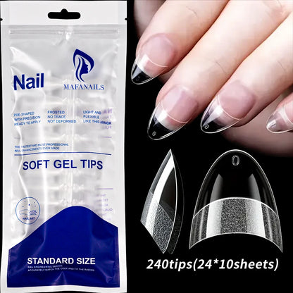 240pcs XS Fake Nails Short Square/Almond False Nail Tips Half Matte Acrylic Square Fingernails DIY For Manicure Extension Tools TD221