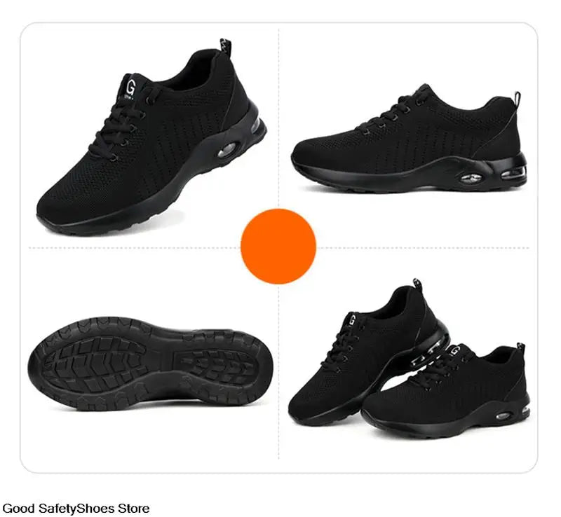 Steel Toe Safety Shoes Men Women Security Protection Work Shoes Lightweight Safety Boots Air Cushion Indestructible Shoes - Badiee Stylez