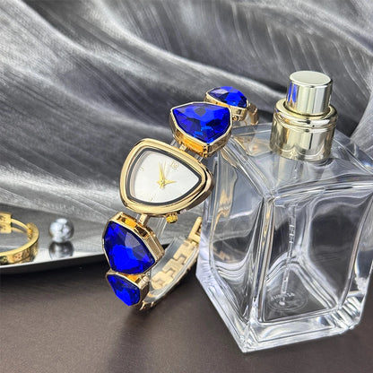 Women's irregular shape large sparkling special-shaped rhinestone simple sun pattern dial Fashion trend avant-garde quarts watch