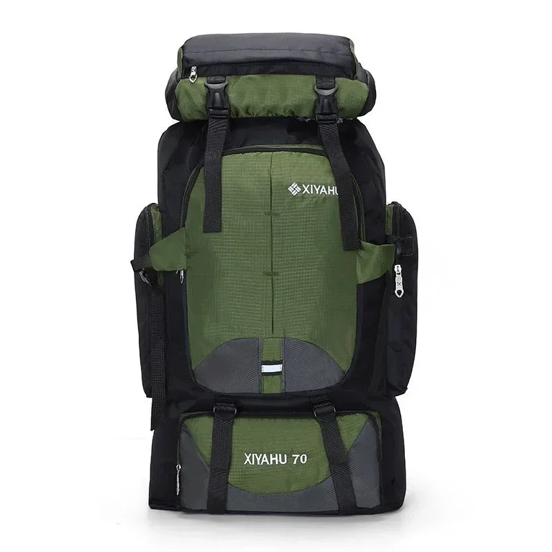 Hiking Backpack 70L Oxford Large Rucksack for Travelling Camping Hunting Bag Waterproof Lightweight Backpacks Green