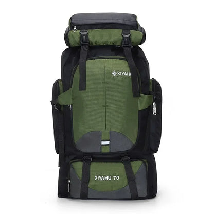 Hiking Backpack 70L Oxford Large Rucksack for Travelling Camping Hunting Bag Waterproof Lightweight Backpacks Green