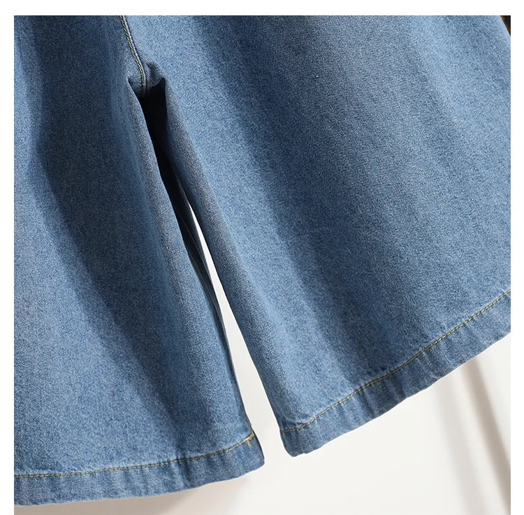 High Waist Wide Leg Loose Denim Shorts Women 2024 Summer New Arrivals Half Length Blue Color Jeans Shorts Korean Casual Jeans