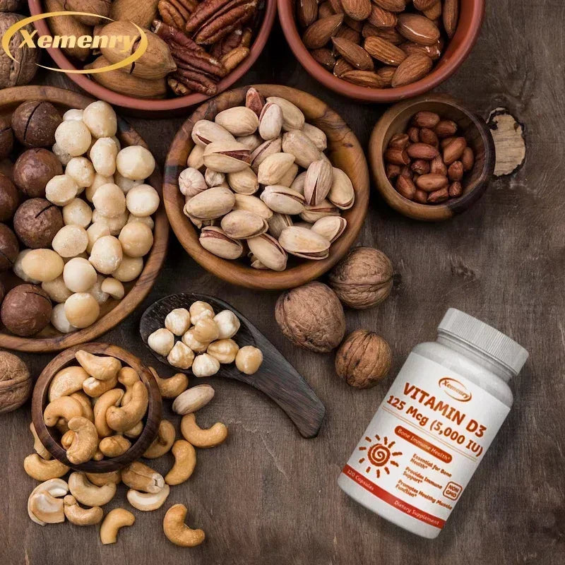 Vitamin D3 5000IU Capsules - Helps Support Muscle and Nerve Health, Bone Health, Immunity and Sleep Quality, Anti-inflammatory