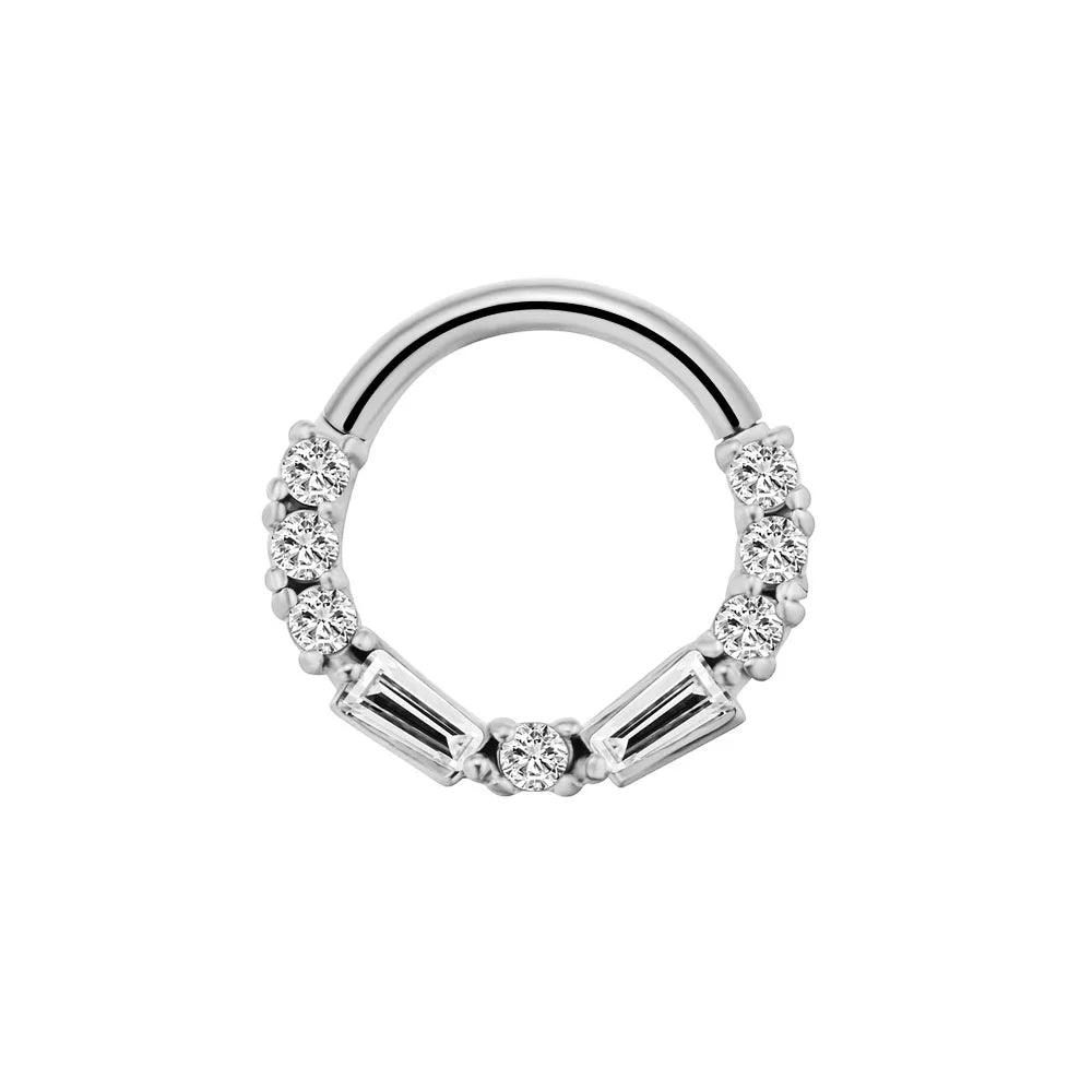 Flower Moon Heart Waterdrop Septum Piercing Daith Conch Tragus Hoop Earring Clicker Segment Nose Ring 316L Surgical Steel 16G I-Silver Color