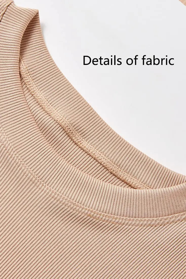 Lounge Wear Ribbed Casual 2 Piece Summer Shorts Set For Women Sleeve Top+Elastic Leggings Outfits