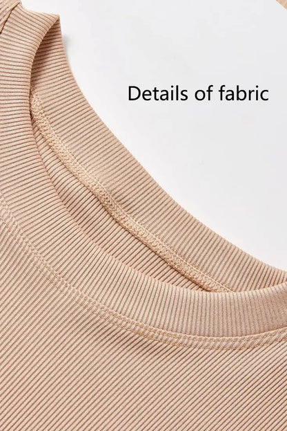 Lounge Wear Ribbed Casual 2 Piece Summer Shorts Set For Women Sleeve Top+Elastic Leggings Outfits