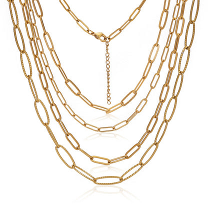 5pcs 45+5cm plated Gold Stainless Steel Link Chains Oval Bulk Necklaces Jewelry Adjustable Chains Wholesale Chokers DIY Crafts Badiee Stylez
