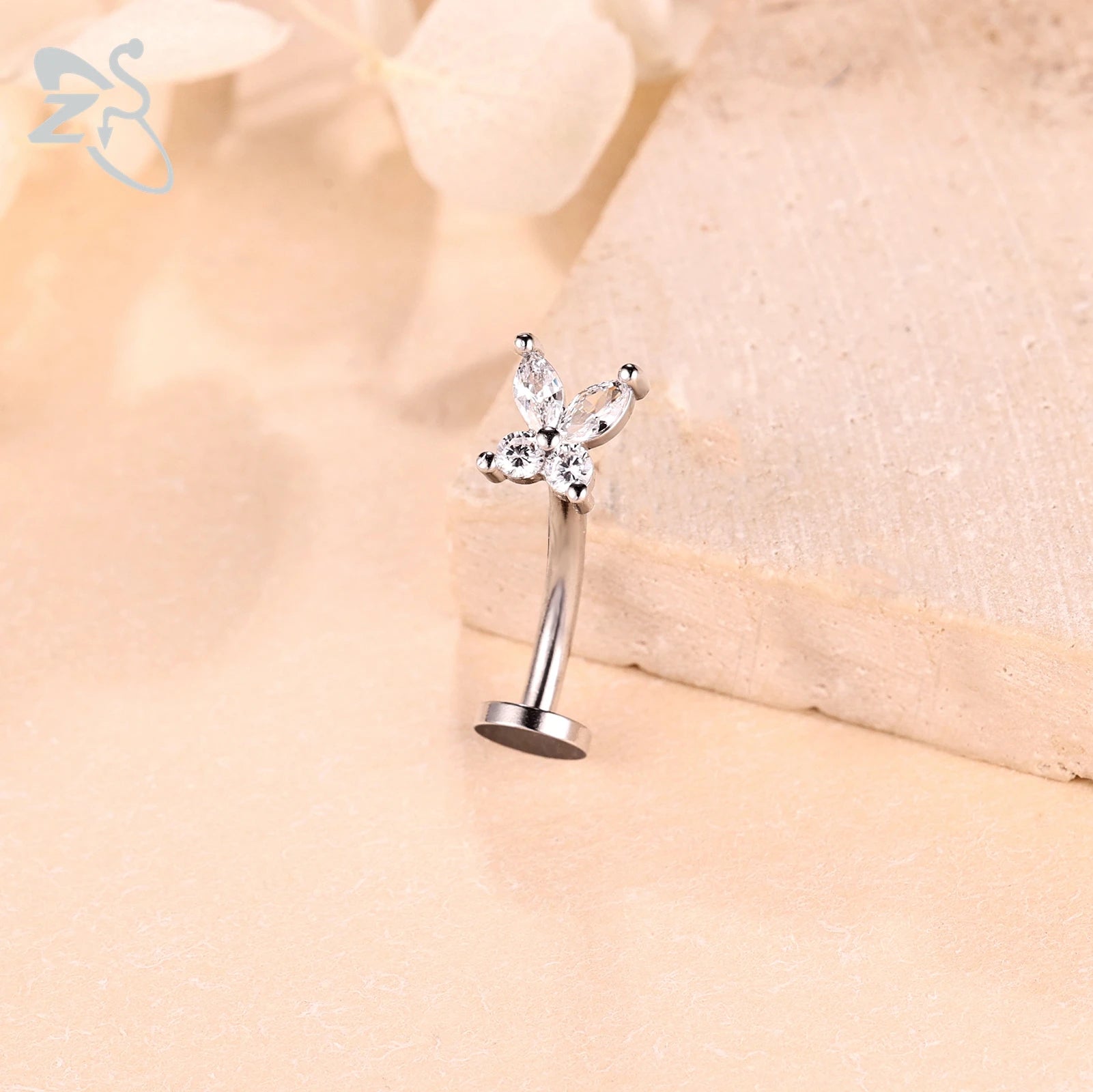 ZS 1 Piece Internal Thread Stainless Steel Belly Button Ring Floating Navel Piercings 14G Curved Umbilical Ring Jewelry 6MM-14MM Badiee Stylez