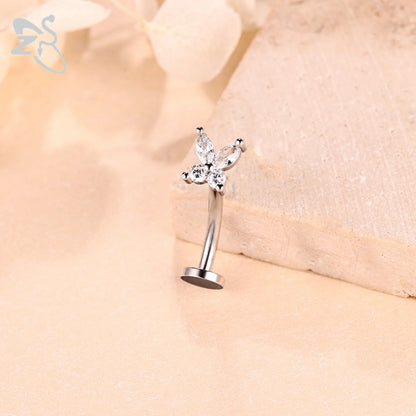 ZS 1 Piece Internal Thread Stainless Steel Belly Button Ring Floating Navel Piercings 14G Curved Umbilical Ring Jewelry 6MM-14MM Badiee Stylez