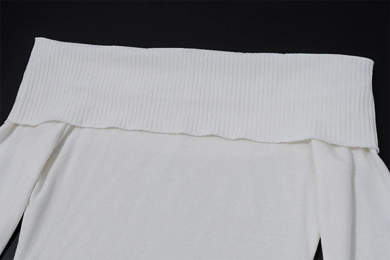 Candyhot Solid Elegant Off Shoulder Ribbed Crop Tops Autumn Fashion Casual Skinny Long Sleeve Camis Gentle Y2K Tight T-shirts