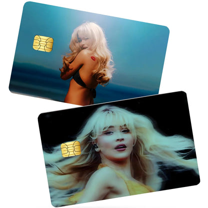 Singer S-Sabrina C-Carpenter Card Stickers 4pcs PVC Credit Card Skin Stickers Removable Self-adhesive Protective Film Badiee Stylez