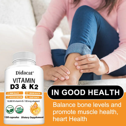 D3 & K2 Vitamins Supplement - Supports Heart, Bone, Muscle, Immune & Joint Health, 10,000 IU Vitamin D & 100mcg Vitamin K