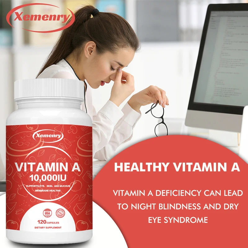 Vitamin A Capsules 10000IU - Supports Healthy Skin & Eyes, Antioxidant Activity & Immune System Function