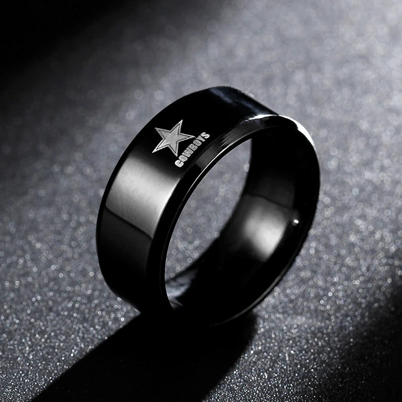 MOREDEAR 8mm Black Titanium Ring Dallas Cowboys For Men and Women M333JR2010-8BK