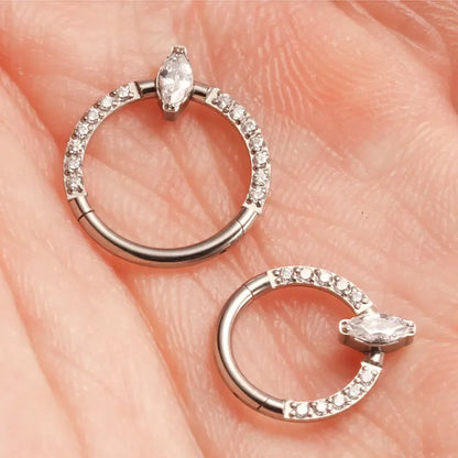 ASTM F136 Titanium Nose Rings Septum Piercing 16G Marquise Earring Helix Daith Piercing Punk Implant Grade Titanium Body Jewelry Badiee Stylez