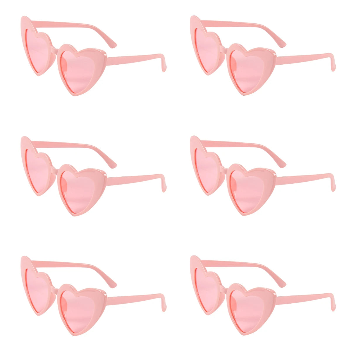 6pcs Bachelorette Party Sunglasses Wedding Bridal Shower Decoration Pink White Heart Glasses Bridesmaid Gifts Hen Party Supplies 6pcs pink-B