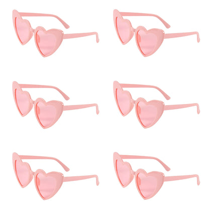6pcs Bachelorette Party Sunglasses Wedding Bridal Shower Decoration Pink White Heart Glasses Bridesmaid Gifts Hen Party Supplies 6pcs pink-B