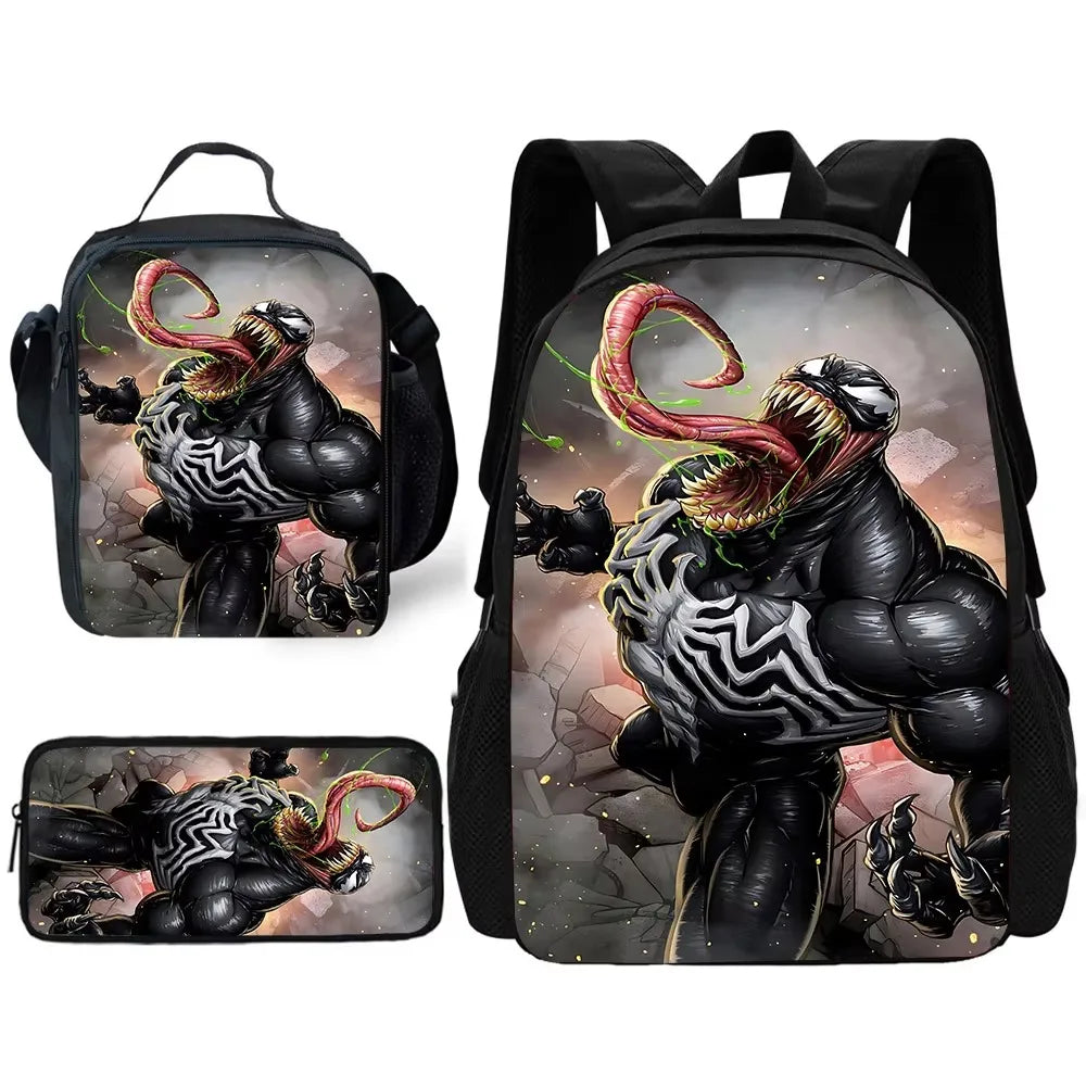Marvels V-venoms Child School Backpack with Lunch Bags ,Pencil Bags ,School Bags for Boys Girls Best Gift XHOO1-TZ-102-A8