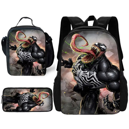 Marvels V-venoms Child School Backpack with Lunch Bags ,Pencil Bags ,School Bags for Boys Girls Best Gift XHOO1-TZ-102-A8