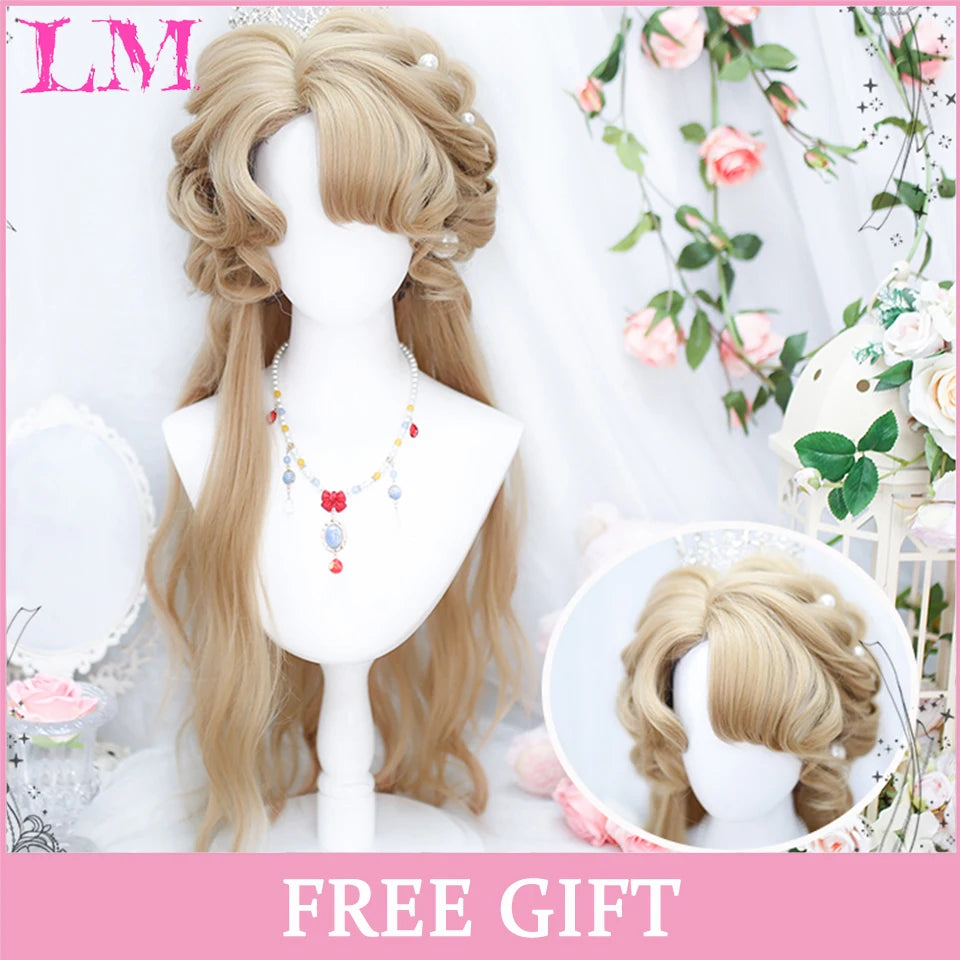 LM Long Silky Straight Synthetic Wigs with Bangs Black Cosplay Party Lolita Hair Wigs for Women Natural Heat Resistant Wig #144