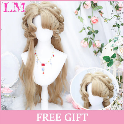 LM Long Silky Straight Synthetic Wigs with Bangs Black Cosplay Party Lolita Hair Wigs for Women Natural Heat Resistant Wig #144