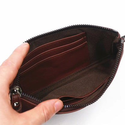 SIMLINE Genuine Leather Wallet For Men Male Real Cowhide Men's Long Zipper Slim Clutch Wallets Purse With Card Holder Phone Bag