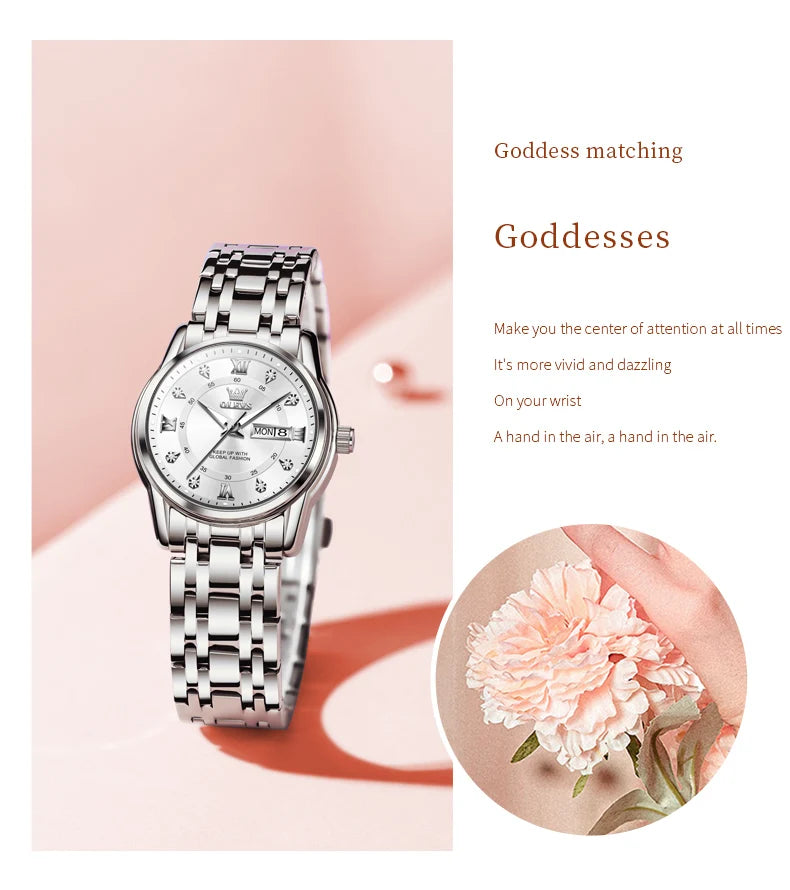 OLEVS 5513X Women Watch Original Fragrant Quartz Wristwatch Automatic Date Watches For Women Waterproof Luminous Gifts For Women