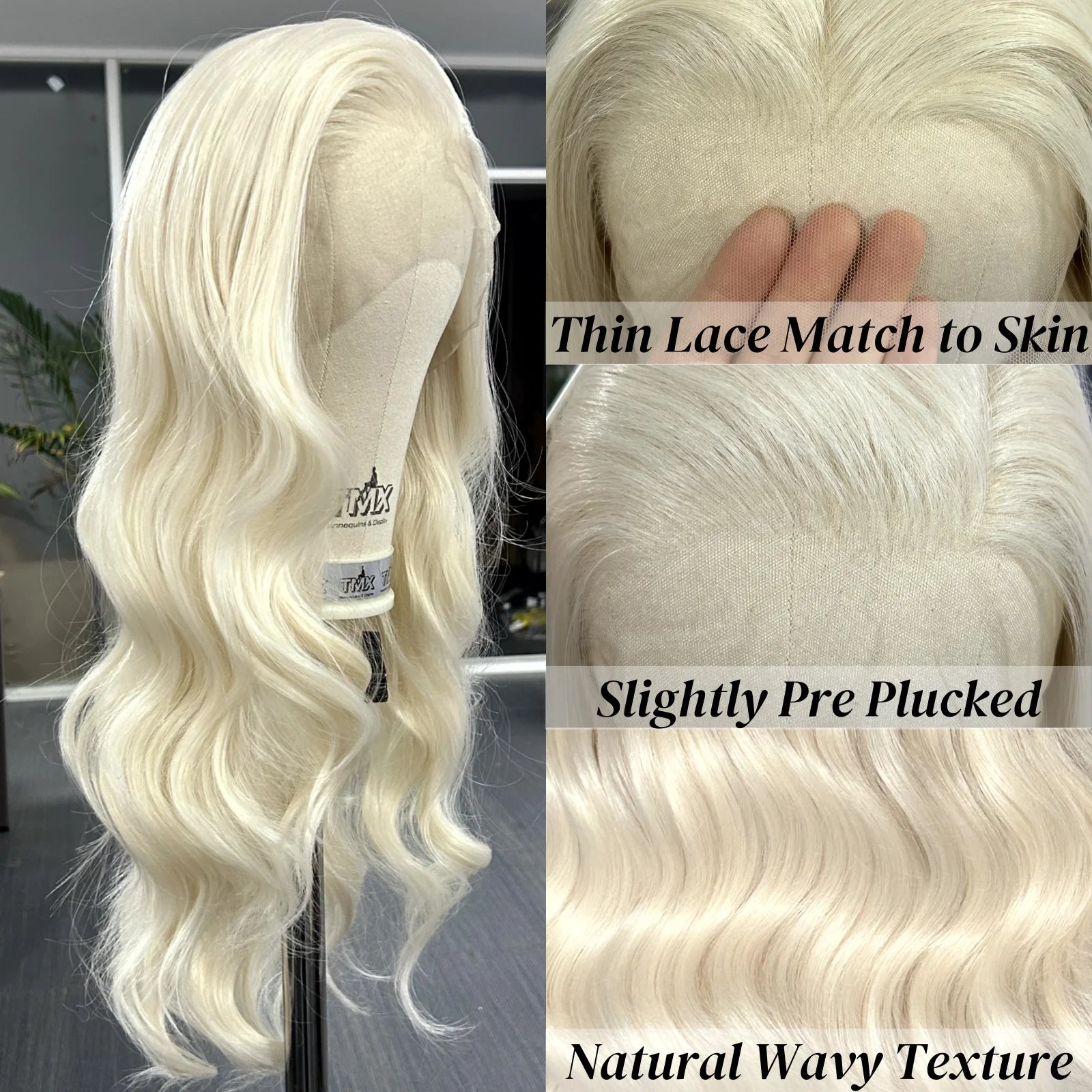 Platinum Blonde Long Wavy Synthetic Wig Free Part Loose Wave Natural Curly 13X4 Lace Front Wigs for Women Daily Party Cosplay Badiee Stylez