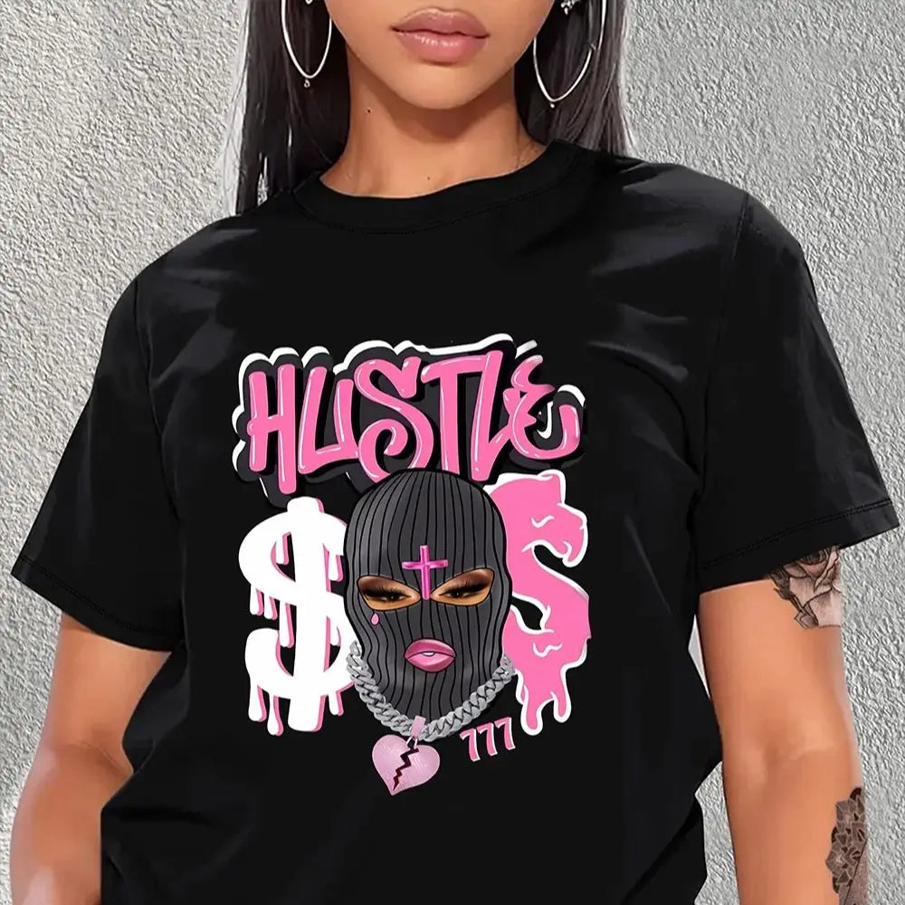 Women's Casual Short Sleeves Workout T-shirt with Cross Graphic Tshirt Women Tee-shirt Funny Cartoon Print Tee Casual Funny Top