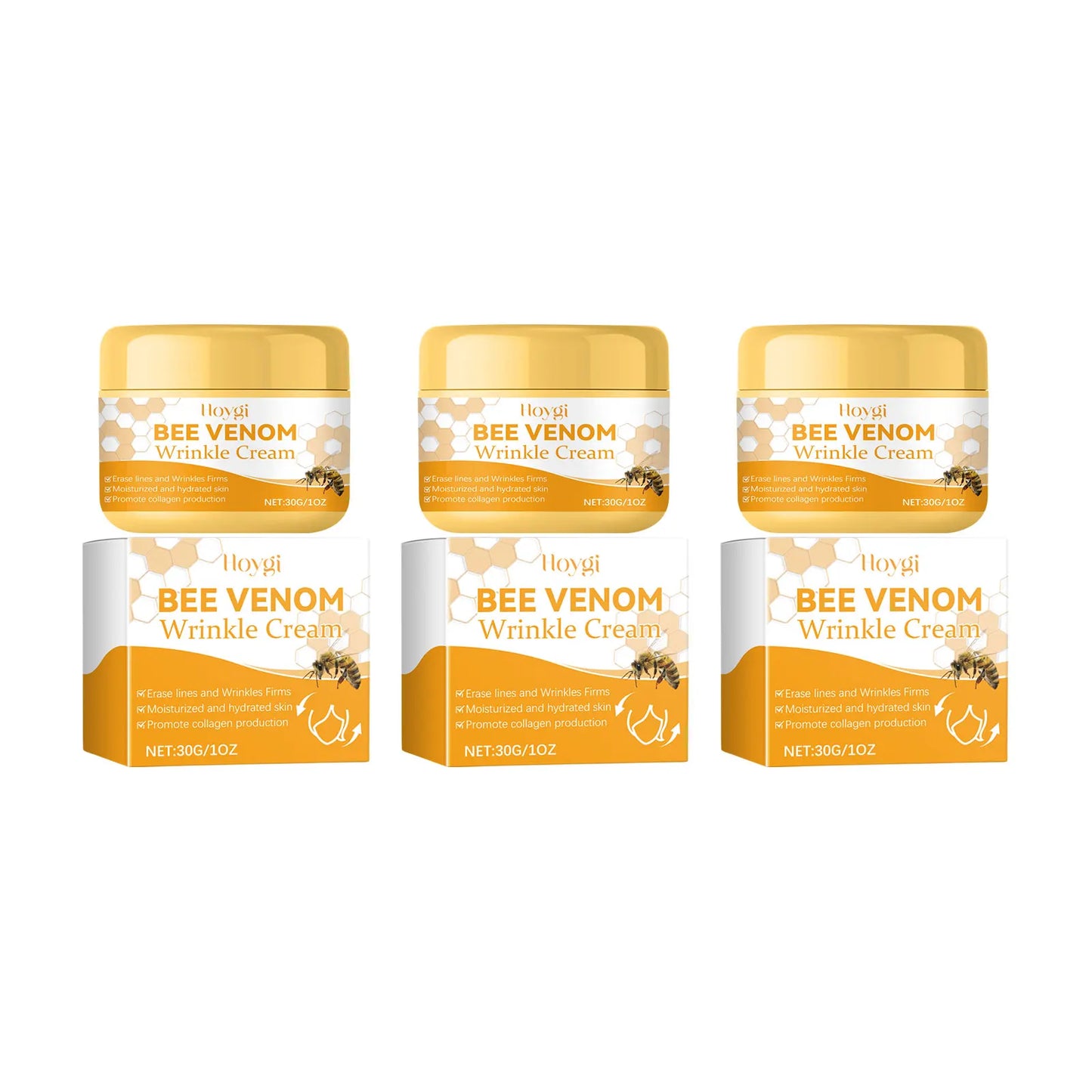 Bee Venom Face Cream Moisturizing Sagging Improvement Reduce Fine Lines Damaged Skin Repair Facial Cream Nourishing Skin Care 3 X 30g boxed