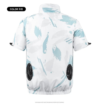 Summer air conditioning clothes men's short sleeve work clothes charging refrigeration anti-heat cooling fan sunscreen clothes