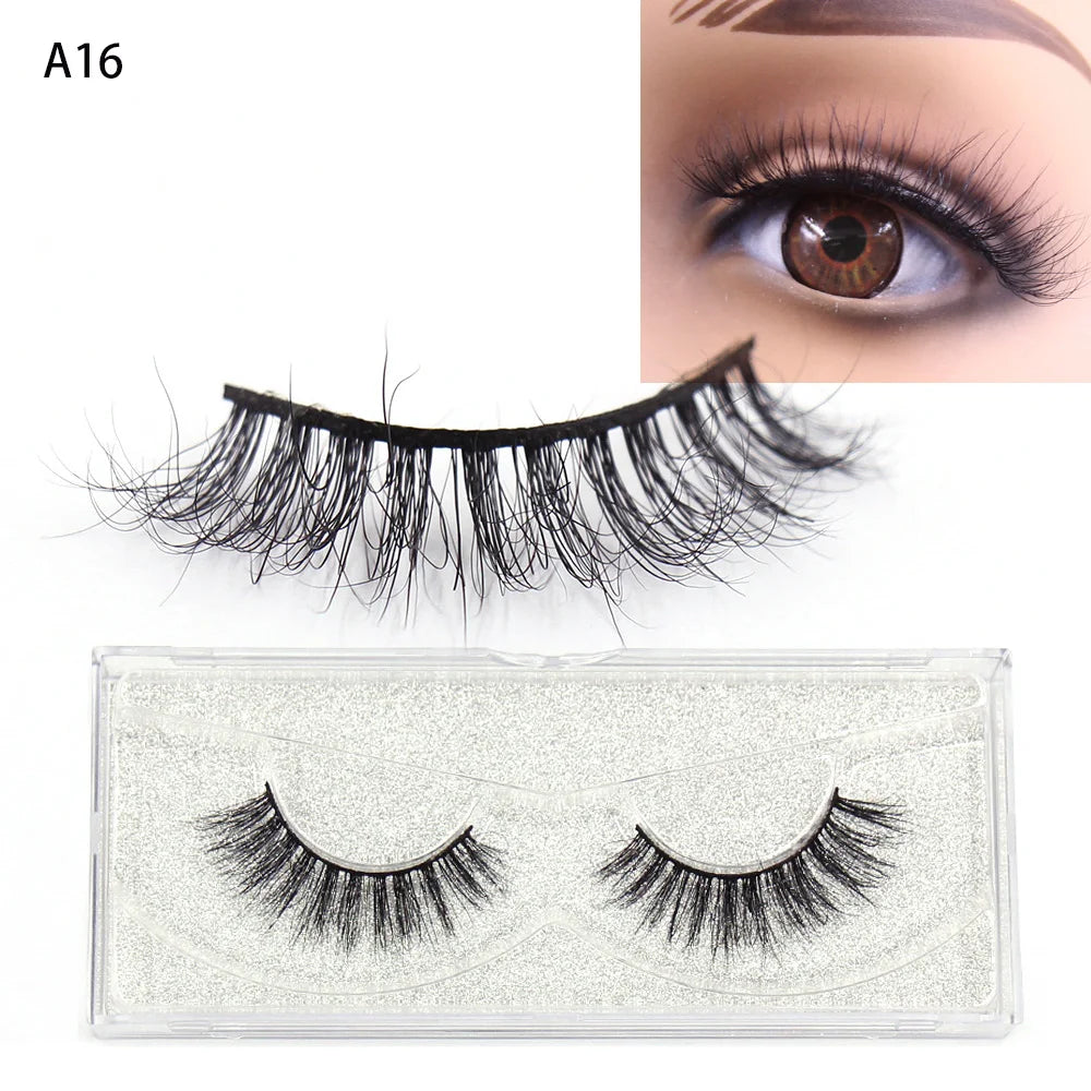 LEHUAMAO False Eyelashes Mink Lashes Natural Thick False Eyelashes Extension Wispy Soft Lashes Makeup Tools D22 1Pair-A16