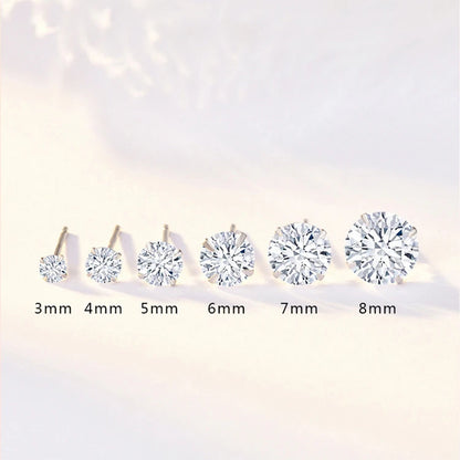 Crystal Zircon Real 925 Sterling Silver Earrings Channel Cubic Zirconia Silver Stud Earrings for Women Sterling Silver Jewelry