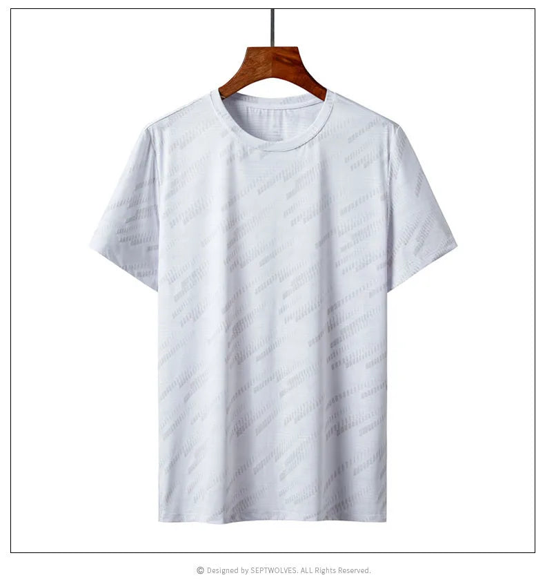 Men's Quick Dry Ice Silk T-Shirts Short Sleeve Breathable Workout Shirts Sweat Absorbing Athletic Top Gym Casual Wear 4 Colors