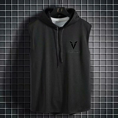 New Summer Hooded Sweatwear New Mens Short Sleeve Loose T-shirt Solid Color Lightweight Hoodie Fitness Breathable Collar Tops