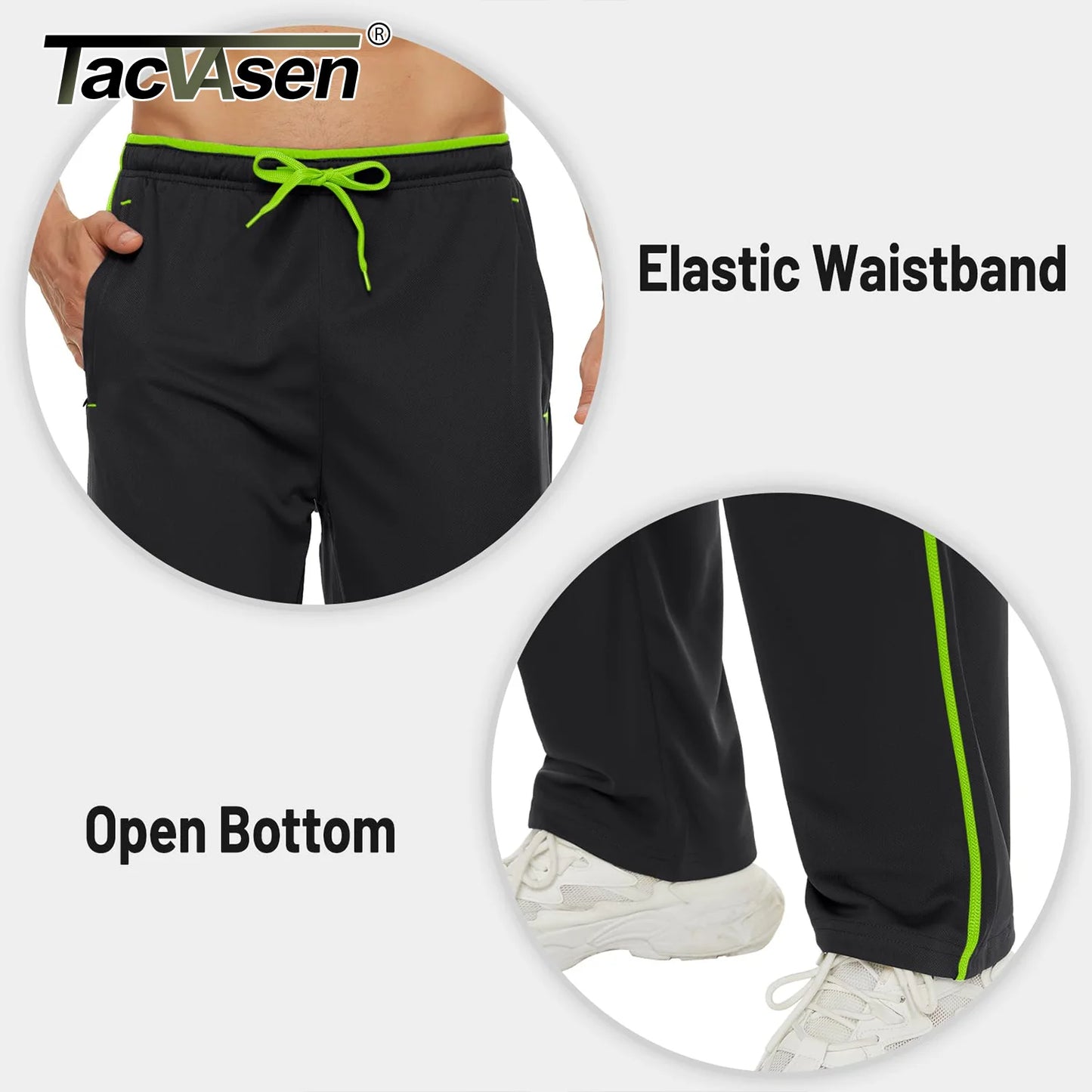 TACVASEN Breathable Mesh Sportswear Pants Men's Casual Trousers Elastic Waist Running Joggers Hiking Mountain Loose Fit Pants