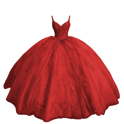 Women's Sweetheart Quinceanera Dresses Ball Gown Spaghetti Straps Applique Sweet 16 Dresses for Teens Badiee Stylez